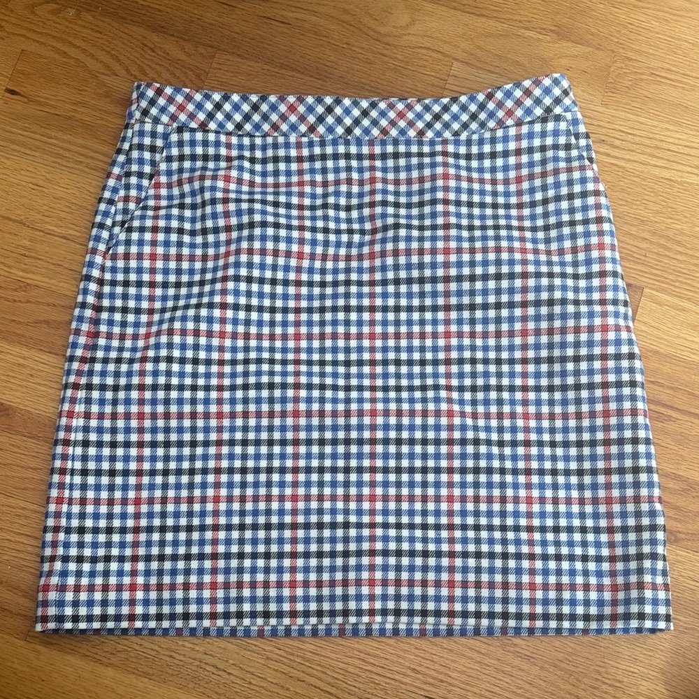 Talbots Plaid Pencil Skirt - Blue, Red, White